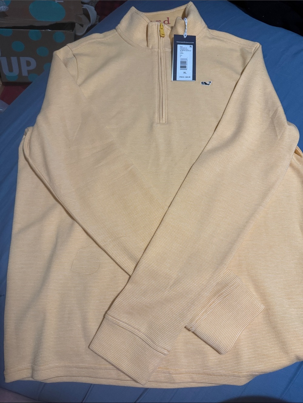 Vineyard Vines Pale Yellow Quarter-Zip Pullover